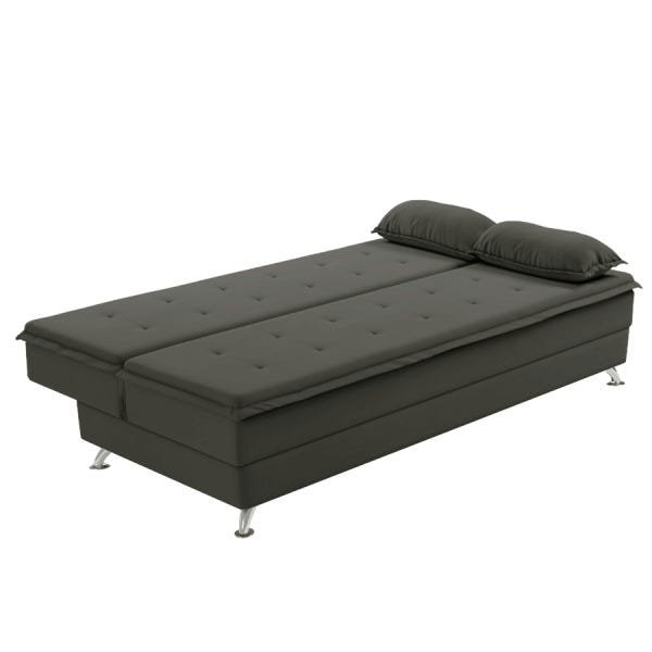 Sofá Cama Dom (L: 1,90M) Reclinável para Casal Suede Liso Chumbo - 1