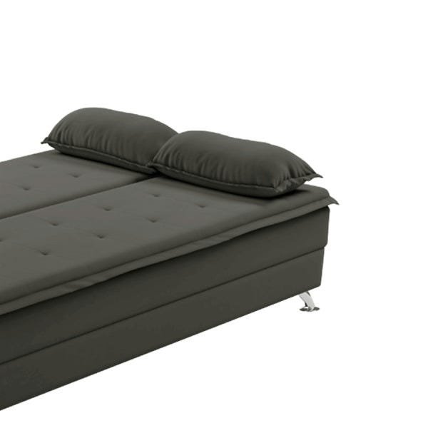 Sofá Cama Dom (L: 1,90M) Reclinável para Casal Suede Liso Chumbo - 5