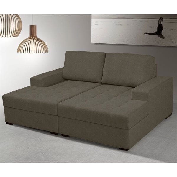 Sofá Modulado Mabili com Chaise Diversas Cores Suede Pena Cinza - 9