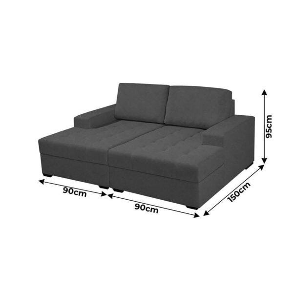 Sofá Modulado Mabili com Chaise Diversas Cores Suede Pena Cinza - 7