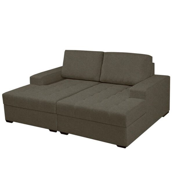 Sofá Modulado Mabili com Chaise Diversas Cores Suede Pena Cinza - 2