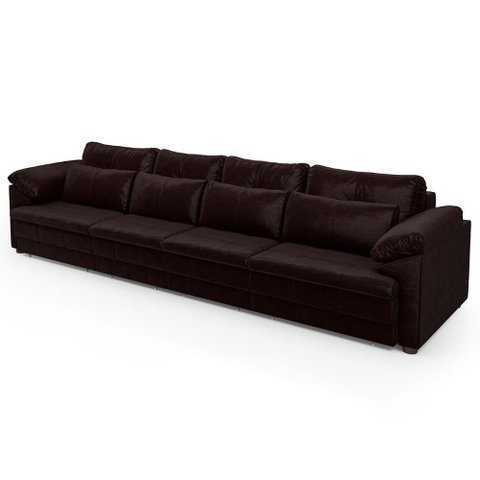 Sofá Retrátil 5 Lugares para Sala 414cm Dijon Couro Bordô S07 - Mpozenato