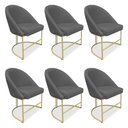 Ver imagem 1 de Kit 06 Cadeiras Poltrona de Jantar Bela Suede Base Metálica Industrial Dourado - Pallazio