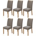 Ver imagem 1 de Conjunto 06 Cadeiras Estofadas Apogeu Móveis Lopas Amêndoa Clean/Suede Animale Bege