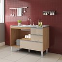 Ver imagem 5 de Balcão para Pia de 1,20 Mt Maceió com Gavetão Amendoa Off White Puxador Aluminio