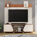 Ver imagem 3 de Estante Home Theater para Tv até 70 Polegadas 1,82m 2 Portas Duna Off White/madeirado