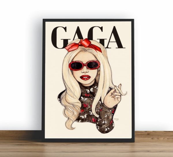 Quadro Decorativo Poster Lady Gaga Cantora 2 | MadeiraMadeira