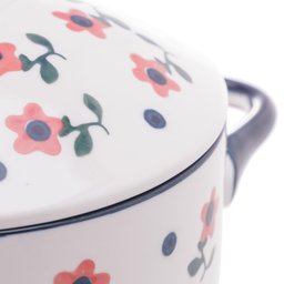 Mini Panela c/ Tampa Cerâmica 21x15x12,5cm Vintage Flores - Wolff - 4