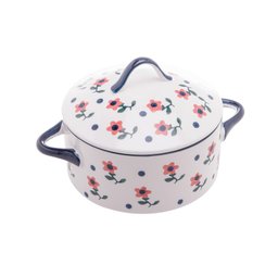 Mini Panela c/ Tampa Cerâmica 21x15x12,5cm Vintage Flores - Wolff - 1