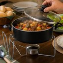 Ver imagem 2 de Rechaud 5 Litros Completo Kit Panela Antiaderente 5L Fogareiro Caldo Sopas Suporte Tampa de Vidro Pr