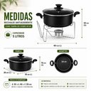 Ver imagem 7 de Rechaud 5 Litros Completo Kit Panela Antiaderente 5L Fogareiro Caldo Sopas Suporte Tampa de Vidro Pr