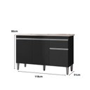 Ver imagem 4 de Balcão Gabinete Armário Tatiane 120cm 3 Portas e 1 Gaveta C-tampo Preto