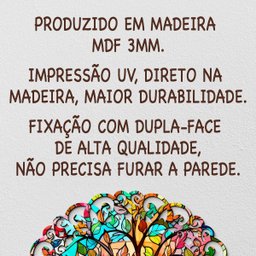 Mandala em Madeira, Impressão Uv - Árvore da Vida Colorida - 2