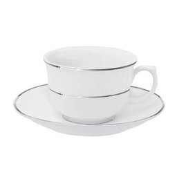 Aparelho de Jantar e Chá Oxford Flamingo Diamond 30 Peças - Branco - Liso - 4