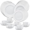 Aparelho de Jantar e Chá Oxford Flamingo Diamond 30 Peças - Branco - Liso - 1