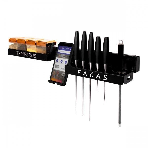 Utensílios Para Barra de Cozinha 63cm com Suporte Para Celular - 1