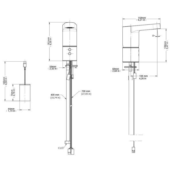 Torneira para Banheiro de Mesa Docol Tronic Formatta 1/2" Chrome - 3