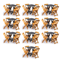 Ver imagem 1 de Kit 10 Conjuntos Dobráveis 70x70 com 4 Cadeiras Dobráveis Preto/Mel - m.B Móveis