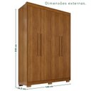 Ver imagem 3 de Guarda-Roupa com Pés 4 Portas 3 Gavetas 100% MDF Veneza Marrom/Cinamomo