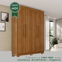 Ver imagem 7 de Guarda-Roupa com Pés 4 Portas 3 Gavetas 100% MDF Veneza Marrom/Cinamomo