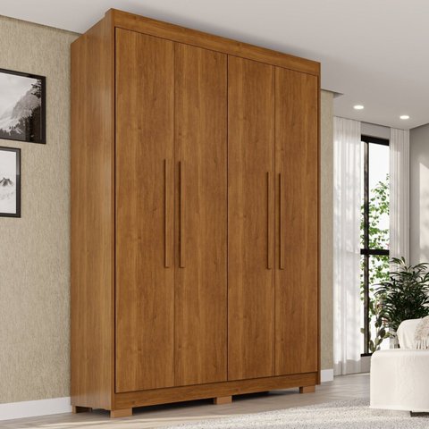Guarda-Roupa com Pés 4 Portas 3 Gavetas 100% MDF Veneza Marrom/Cinamomo