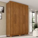 Ver imagem 1 de Guarda-Roupa com Pés 4 Portas 3 Gavetas 100% MDF Veneza Marrom/Cinamomo