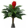 Planta Árvore Artificial Bromélia Real Toque Vermelho 91cm - 1