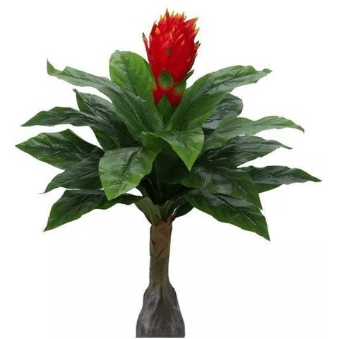 Planta Árvore Artificial Bromélia Real Toque Vermelho 91cm