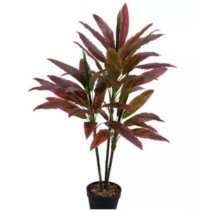 Planta Artificial Árvore Dracena Real Toque Vermelho 1,1m