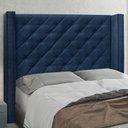 Ver imagem 2 de Cabeceira Estofada Cama Box Casal Alteza 140cm Suede Azul Marinho - Desk Design