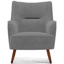 Ver imagem 3 de Poltrona Decorativa Fixa Pés de Madeira Isabella D02 Veludo Cinza B-317 - Lyam Decor