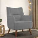 Ver imagem 2 de Poltrona Decorativa Fixa Pés de Madeira Isabella D02 Veludo Cinza B-317 - Lyam Decor