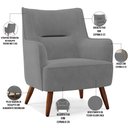 Ver imagem 4 de Poltrona Decorativa Fixa Pés de Madeira Isabella D02 Veludo Cinza B-317 - Lyam Decor