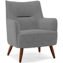 Ver imagem 1 de Poltrona Decorativa Fixa Pés de Madeira Isabella D02 Veludo Cinza B-317 - Lyam Decor
