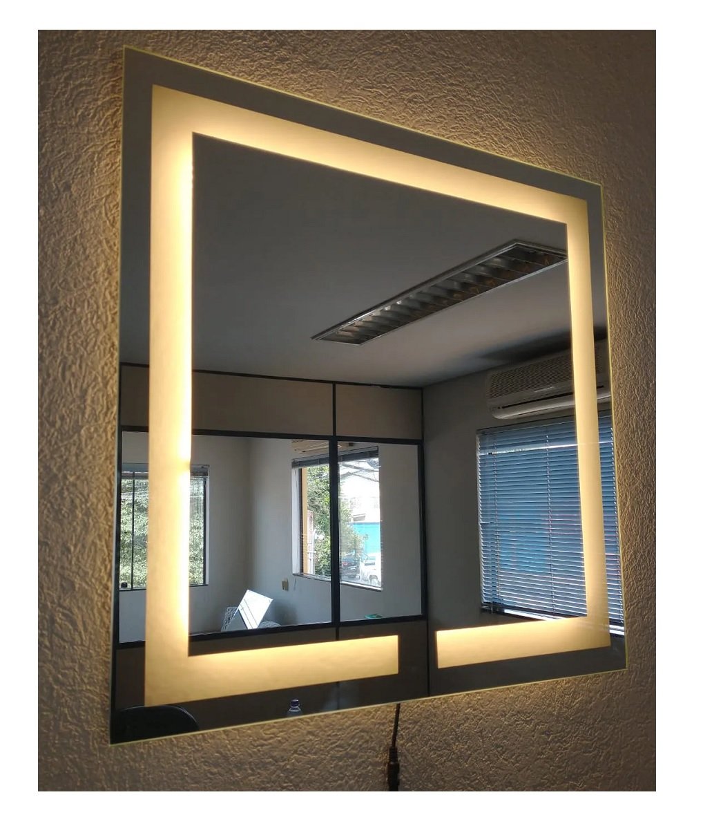 Espelho Led Quente Quadrado Iluminado Jateado - 60x60cm - 11