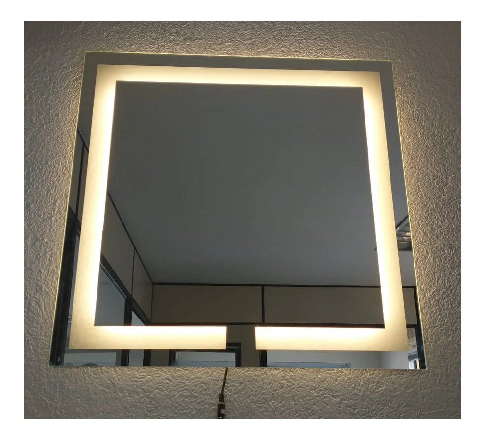 Espelho Led Quente Quadrado Iluminado Jateado - 60x60cm - 2