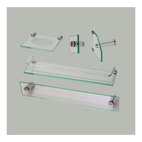 Kit De Acessórios Banheiro Com Vidro Incolor 5 Peças