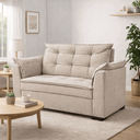 Ver imagem 1 de Sofá 2 Lugares 140 Cm Namoradeira Sala Confortável Requinte Recepção Linho:linho Bege