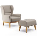 Ver imagem 1 de Kit Poltrona Decorativa Milena D02 com Puff Viseo Linho Bege C-107 - Lyam Decor