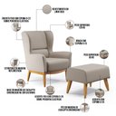 Ver imagem 4 de Kit Poltrona Decorativa Milena D02 com Puff Viseo Linho Bege C-107 - Lyam Decor