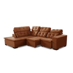 Sofá Canto Retrátil e Reclinável 6 Lugares Pillow Top Molas Bonnel Berlim Terracota - 1