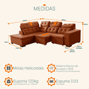Ver imagem 3 de Sofá de Canto Retrátil e Reclinável 6 Lugares Pillow Top Suede Berlim Terracota