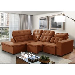 Sofá Canto Retrátil e Reclinável 6 Lugares Pillow Top Molas Bonnel Berlim Terracota - 2