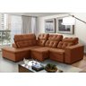 Sofá de Canto Retrátil e Reclinável 6 Lugares Pillow Top Suede Berlim Terracota - 1