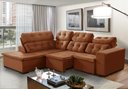 Ver imagem 1 de Sofá de Canto Retrátil e Reclinável 6 Lugares Pillow Top Suede Berlim Terracota