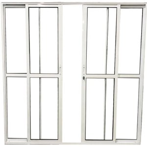 Porta de Aluminio Sacada 4 Folhas com Fechadura Linha Premium:2,10 X 1,50/branco