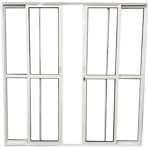 Porta de Aluminio Sacada 4 Folhas com Fechadura Linha Premium:2,10 X 1,50/branco