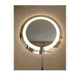 Espelho Jateado Redondo 60cm com Led Quente - 9 Espelho Jateado Redondo 60cm com Led Quente - 9