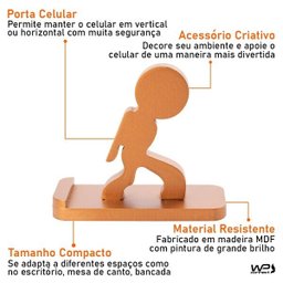 Suporte Porta Celular Telefone de Mesa Universal Tablet em MDF - Cobre - 5