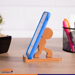 Suporte Porta Celular Telefone de Mesa Universal Tablet em MDF - Cobre - 2